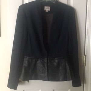 Peplum Navy jacket with black faux leather